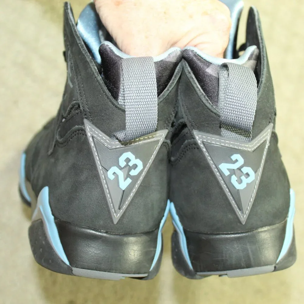 Size 9 - Air Jordan 7 Retro 2023 Chambray Black Blue Nubuck High Top Sneakers